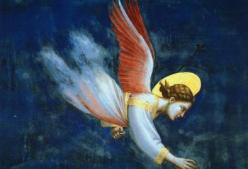 喬托 迪 邦多納 Joachim's Dream Scenes from the Life of Joachim (Detail of an Angel)