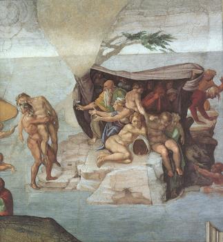 米開朗基羅 Ceiling of the Sistine Chapel, Genesis, Noah 7-9, The Flood, right view 米開朗基羅 Ceiling of the Sistine Chapel, Genesis, Noah 7-9, The Flood, right view