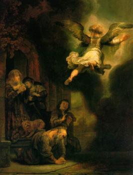 倫勃朗 The Archangel Leaving the Family of Tobias