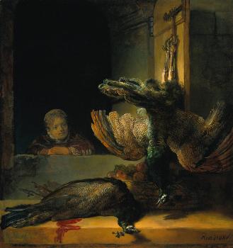 倫勃朗 Still life with two Peacocks and a Girl 倫勃朗 Still life with two Peacocks and a Girl