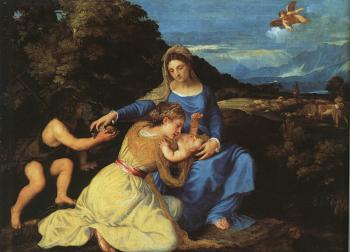 提香 Madonna and Child with the Young St. John the Baptist and St. Catherine
